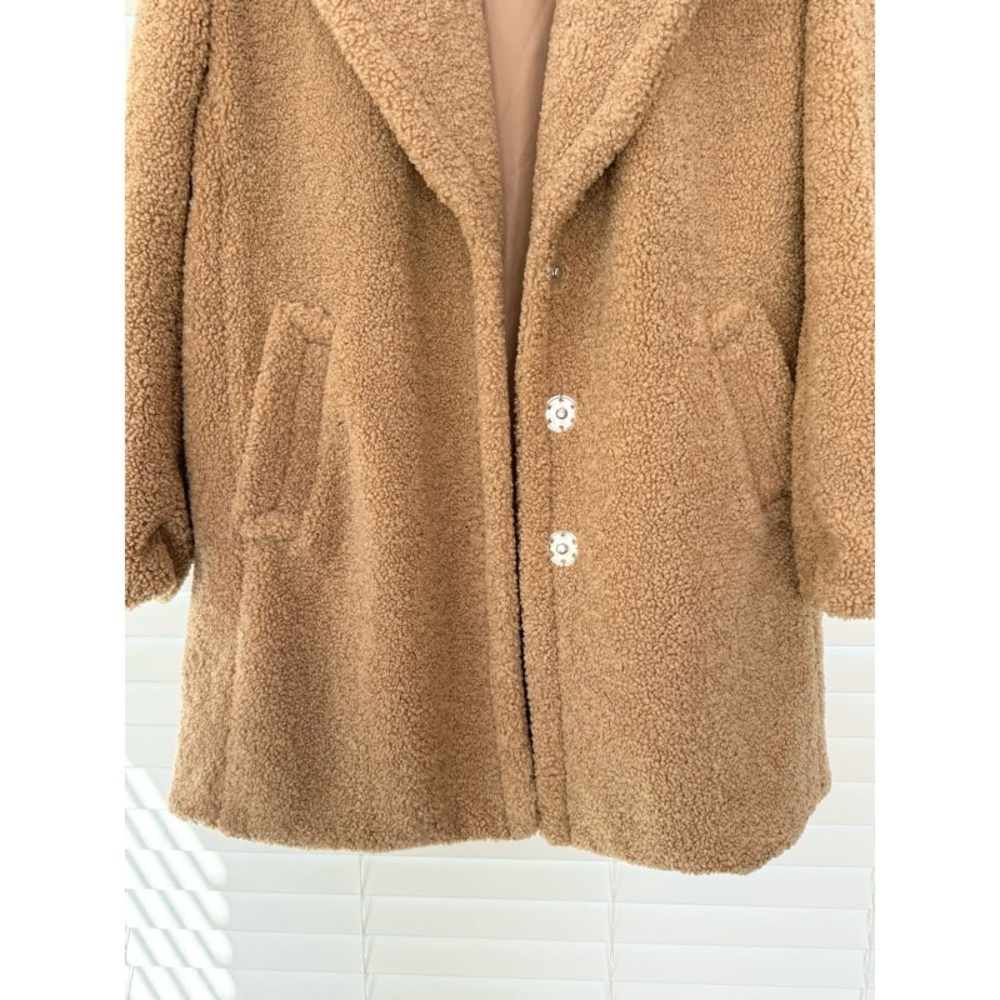 Kensie Teddy Faux Shearling Coat Jacket Brown Tan - Picture 2 of 11